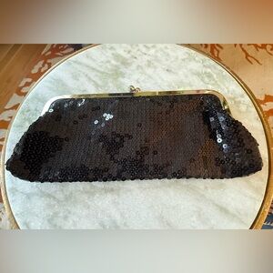 Sequin Clutch Bag - Black